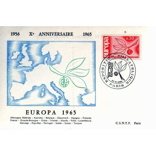 Marcophilie - Cachet Commémoratif - Exposition Philatélique Euopa - Paris, Le 27 Septembre 1965