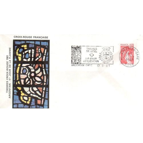 Marcophilie - Cachet Commémoratif - Croix Rouge - Argentan - 1er Jour De La Flamme - Le 17 Septembre 1981