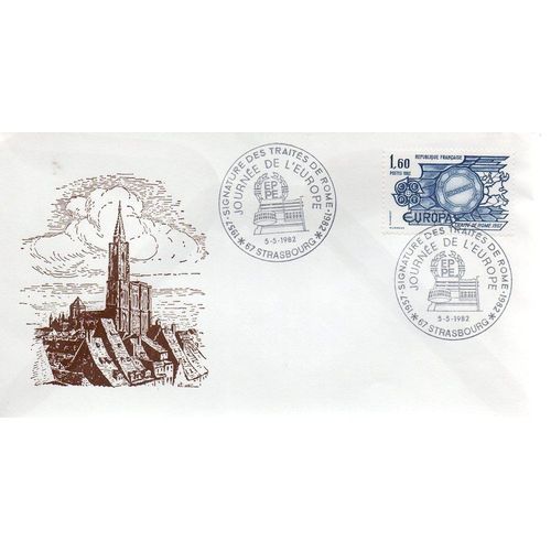 Marcophilie - Cachet Commémoratif - Journée De L'europe - Signature Des Traités De Rome - 1957 / 1982 - Strasbourg, Le 5 Mai 1982