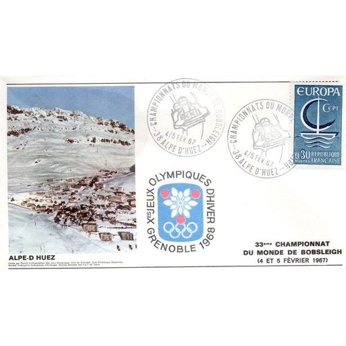 Marcophilie - Cachet Commémoratif - Alpe D'huez - Championnats Du Monde De Bobsleigh - 4 Et 5 Février 1967