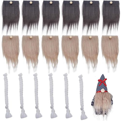 30 Kit De Tresses De Barbe De Gnome Comprenant 12 Pcs 2 Couleurs Fausse Fourrure Barbe 6 Pcs Tresses Blanches 12 Pcs Boules De Bois Non Finies Faites ¿¿ La Main Gnome Ensemble