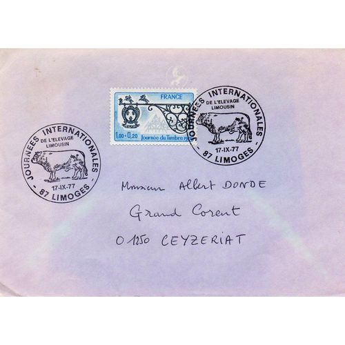 Marcophilie - Cachet Commémoratif - Journées Internationales De L'elevage Limousin - Limoges, Le 17 Septembre 1977