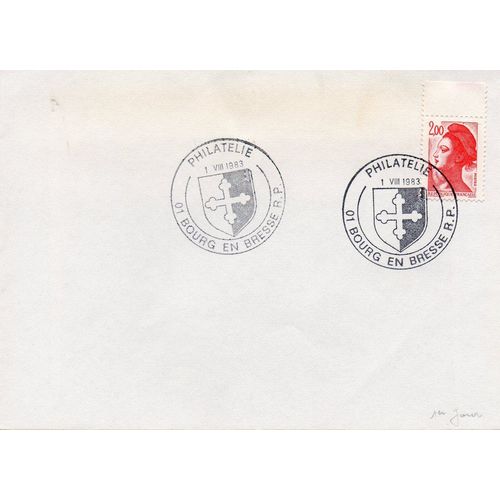 Marcophilie - Cachet Commémoratif - Philatélie - Sabine Ref 2277 - Bourg En Bresse, Le 1er Aout 1983