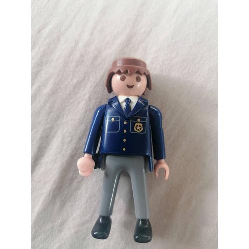 Personnage Playmobil Police Homme Officier Tenue Bleue