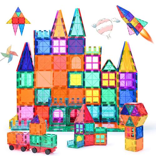 Katiago Construction Magnétiques Enfants Jouet 100 Pièces Jeu De Construction Éducatifs Pour Garçons Et Filles Jouets Magnétiques Plus Forts Blocs De Jeux De Construction Stem 3 Ans +