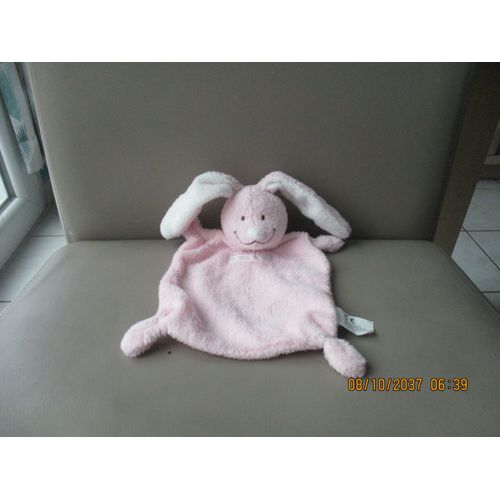 Doudou Plat Lapin Rose Grain De Blé