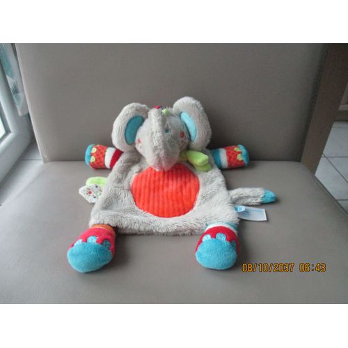 Doudou Plat Éléphant Multicolore Tex Baby