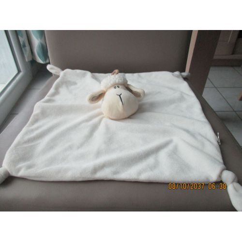 Doudou Plat Mouton Blanc/Crème Écru