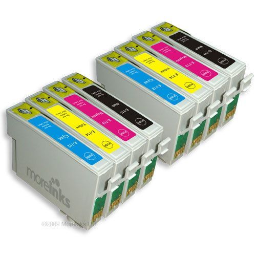 8x Haute Capacité Cartouches D'encre Compatibles - Avec Puce - Cyan / Yellow / Magenta / Black Pour Epson/Stylus/Office/Wifi D & Dx Range S20 Sx200 Sx205 Sx400 Sx100 Sx115 Sx510w Sx610fw