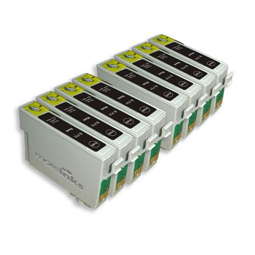 8x Cartouches D'encre Compatibles - Avec Puce Pour Remplacer T0711 - Black Pour Epson/Stylus/Office/Wifi Sx405 Bx300f Sx600fw Bx310fn Bx600fw Bx610fw