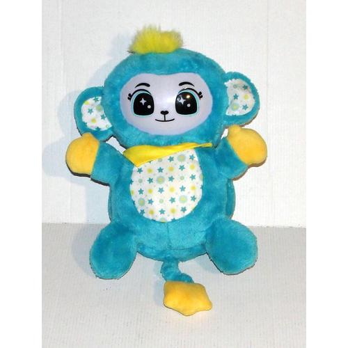 Monki Pop Bleu Peluche Interactive Singe Monkipop Sonore Lumineuses Parle Français Vtech 24cm