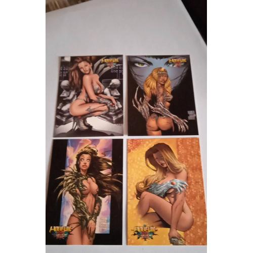 Lot De 4 Trading Cards Witchblade De 2002 Par Michael Turner, Francis Manapul, Matt Busch & Keu Cha ( Top Cow 2002 ) ** Cartes Fort Sexy !