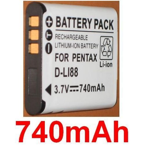 Batterie pour Pentax D-Li88 DLi88 D-l188 Dl188, Optio P70 **740mAh**