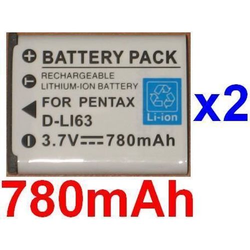 2 Batteries Pour PENTAX D-Li63 DLi63 Optio W30 T30 L36 M40 L40 M30 V10 **780mAh**