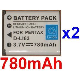 2 Batteries Pour PENTAX D-Li63 DLi63 Optio W30 T30 L36 M40 L40 M30 V10 **780mAh**