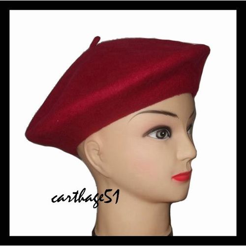 Beret Galette Violet  Noir Marron Camel Et Beige -  100% Laine (Chapeau)
