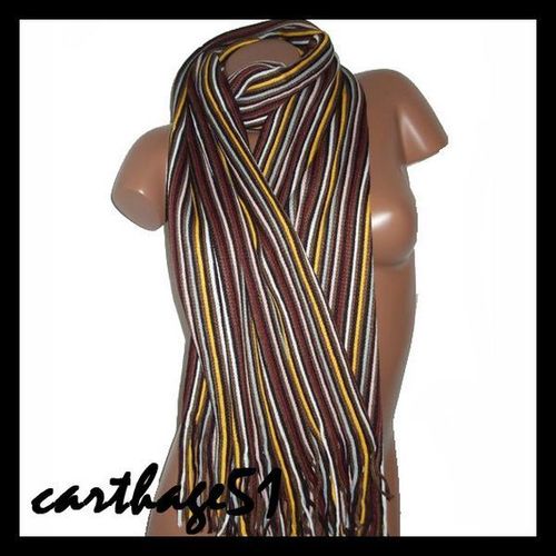 Echarpe Rayures Mixte (Homme Femme) - Gris Marron Violet Beige Noir Et Aussi Modèle Rasta Reggae Noir Vert Jaune Rouge