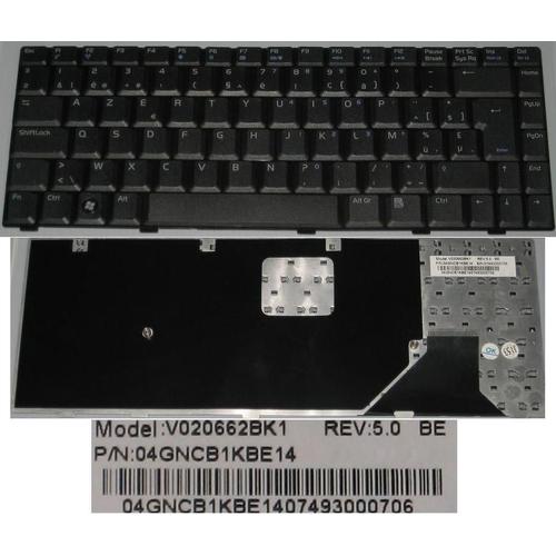 Clavier Azerty Belge / Belgian Pour ASUS W3 W3A W3J W3V W3000 A8 A8F A8J A8JM A8S F8 F8S F8P Z99 Series, Noir / Black, Model: V020662BK1, P/N: 04GNCB1KBE14