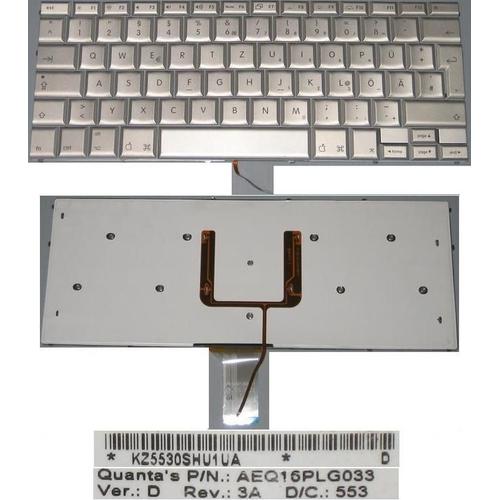 Clavier Qwertz Allemand / German Pour APPLE G4 15" Series, Gris Clair / Silver, Model: KZ5530SHU1UA, P/N: AEQ16PLG033