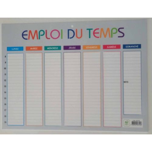 Emploi Du Temps Multicolore 29.5x22cm Exacompta