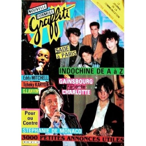 Graffiti 17 1986 Indochine/Sade/Mitchell/Cock Robin/Gilbert Montagne/Stephanie De Monaco/Serge Reggiani/Jj Lafon/Sandra/Tcheky Karyo/Gerard Lanvin Villeret/Gainsbourg