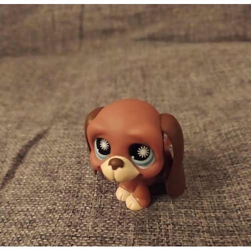 Petshop Lps #808 Chien Basset Beige Marron Aux Yeux Bleus