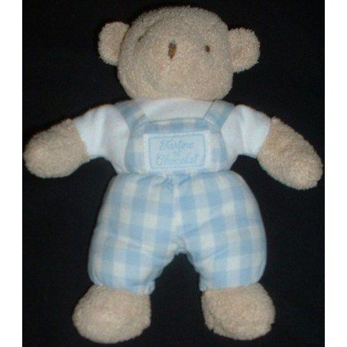 Tartine Et Chocolat Ours Salopette Bleu À Carreaux Peluche Doudou 16.5 Cm