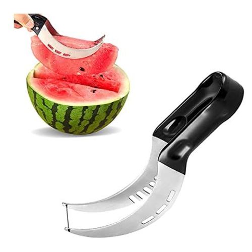 Couteau À Pastèque, Coupeur De Fruits En Acier Inoxydable, Coupeur De Melon Avec Lame De Coupe Crochetée, Couteau À Fruits Multifonctionnel De Papaye, Fruit Du Dragon, Coupeur De Cantaloup.
