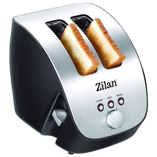 Zilan Grille Pain Inox 1000W - 2 Large Fente Toaster - 6 niveaux de brunissage avec Fonctions de Décongelation, de Chauffage et Annulation