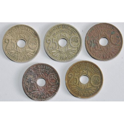 C21 - 5 Monnaies De 25 Centimes Lindauer 1920 1920 1924 1924 Et Maillechort 1939
