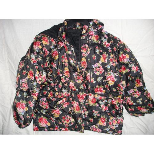 Doudoune Fleurie Fond Noir 5/6 Ans