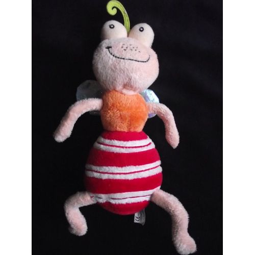 Doudou Papillon Abeille Carré Blanc  Ailes Papier Froissé 26 Cm