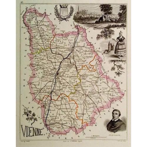 Rare Belle Carte Gravee Departement Vienne Poitiers Chatellerault Civray Loudun Montmorillon 1852 Rakuten