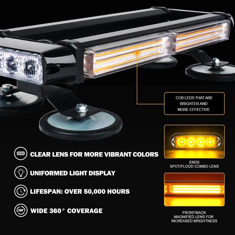 Jaune / Sur Le Toit Cob Led Barre De Lumire Clignotante Str... - 4