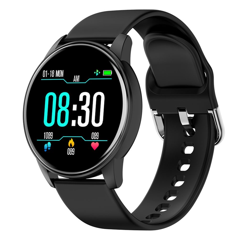 Zl01 Montre Intelligente Pour Android Ios Prise En Charge Des Prévisions Météorologiques Moniteur De Fréquence Cardiaque Montre Fitness Tracker Bracelet-Noir