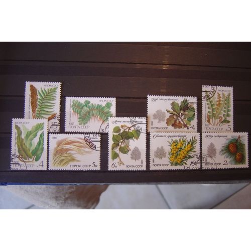 9 Timbres  U.R.S.S  Plantes