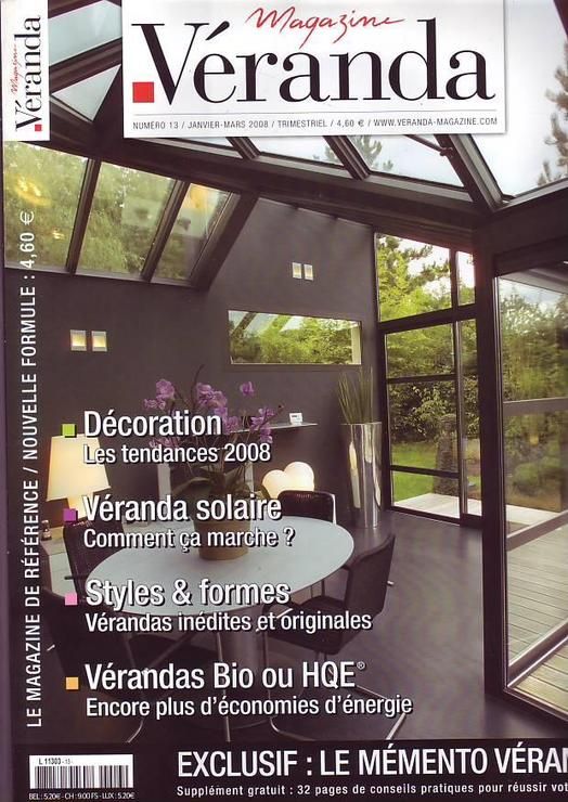 Magazine Veranda  N° 13 : Decoration . Veranda Solaire . Styles & Formes . Vderandas Bio Ou H Q E . Exclusif Le Memento Veranda