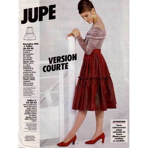 Patron De Couture Jupe PRIMA Tailles 34, 38, 42 - Occasion, Non Découpé