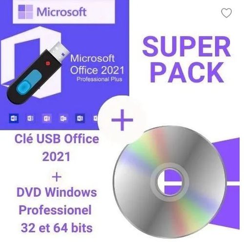 Clé Usb Office 2021 Et Dvd Windows 10 Professionnel Super Pack