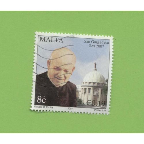 Timbre Oblitéré Used Stamp Selo Carimbado San Gorg Preca Malta 8c 0.19 Euro Malte 2007