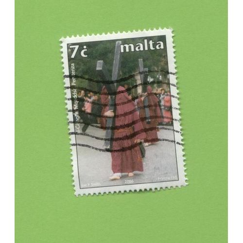 Timbre Oblitéré Used Stamp Selo Carimbado Chemin De Croix Malta 7c Euro Malte 2006