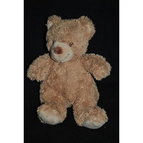 Nicotoy Peluche Doudou Ours Poil Long - Nounours Brun Beige Marron 24 Cm