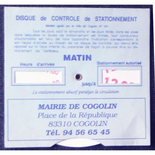 Dique De Stationnement Mairie De Cogolin Modèle Agrée N°001