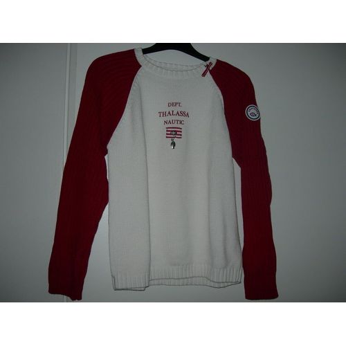Pull Thalassa Blanc Et Rouge Taille 12 Ans