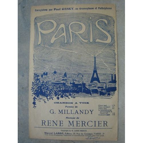 Paris Chanson À Voix Millandy - Mercier
