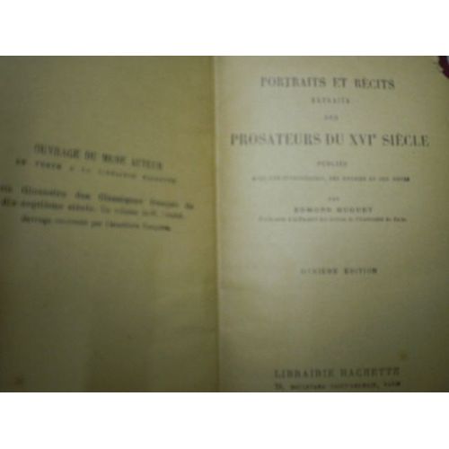 Portraits Et Récits Extraits Des Prosateurs Du Xvi° Siècle