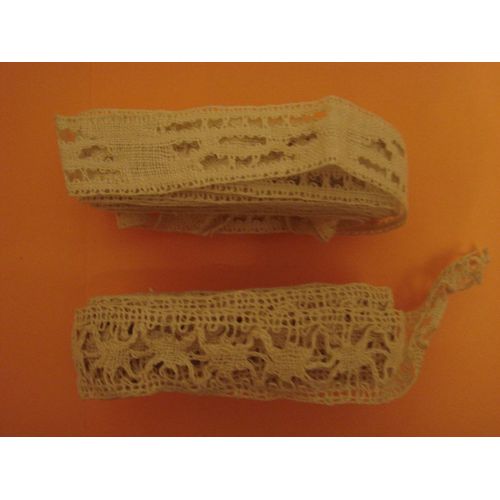 Galon Dentelle Tres Travaille Lot De 2 Differents, 1 Galon De 4.9mx2cm, 1 Galon Tres Travaille 3.95mx3cm Ancienne