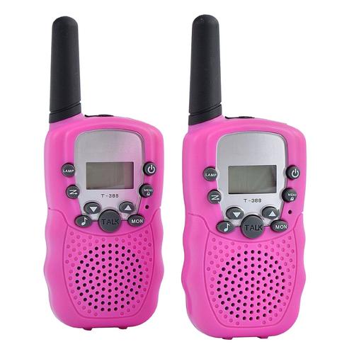 2 Pièces T388 Enfants Talkie-Walkie 100-500m Distance De Communication Rétro-Éclairage Écran Lcd Mini 2ch Uhf Talkie-Walkie Rose