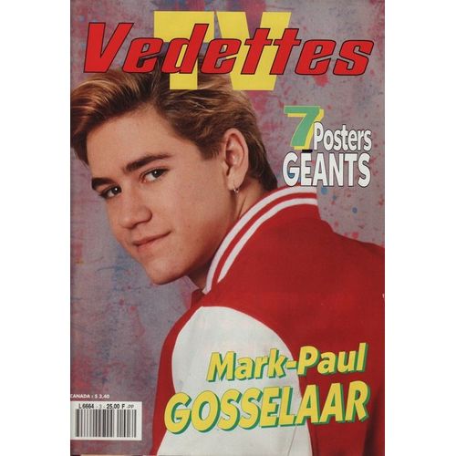 Tv Vedettes / 1992  N° 3 : Mark Paul Gosselaar / Sauvés Par Le Gong (1p + 7 Posters Géants)
