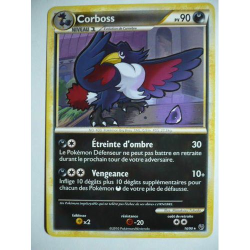 Hs Indomptable Corboss Rare 90pv 16/90+Cornèbre 70pv 59/90+Cornèbre 60pv 58/90